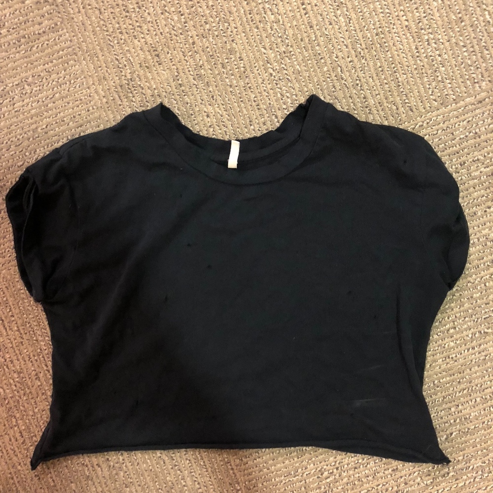 LF Black Distressed Crop Top